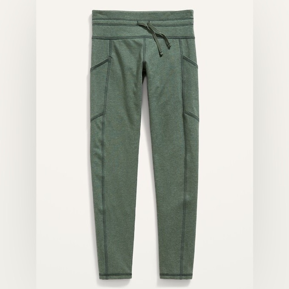 Old Navy Active Girls High-Waisted CozeCore Drawstring 7/8-Length Leggings Green